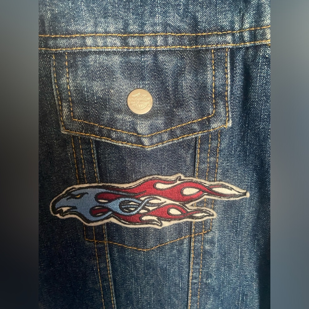 Harley Davidson denim vest size 18 - Picture 5 of 10